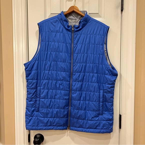 Peter Millar Willamette Quilted Vest Mens XL Blue Lightweight Full Zip Mock - Picture 1 of 6